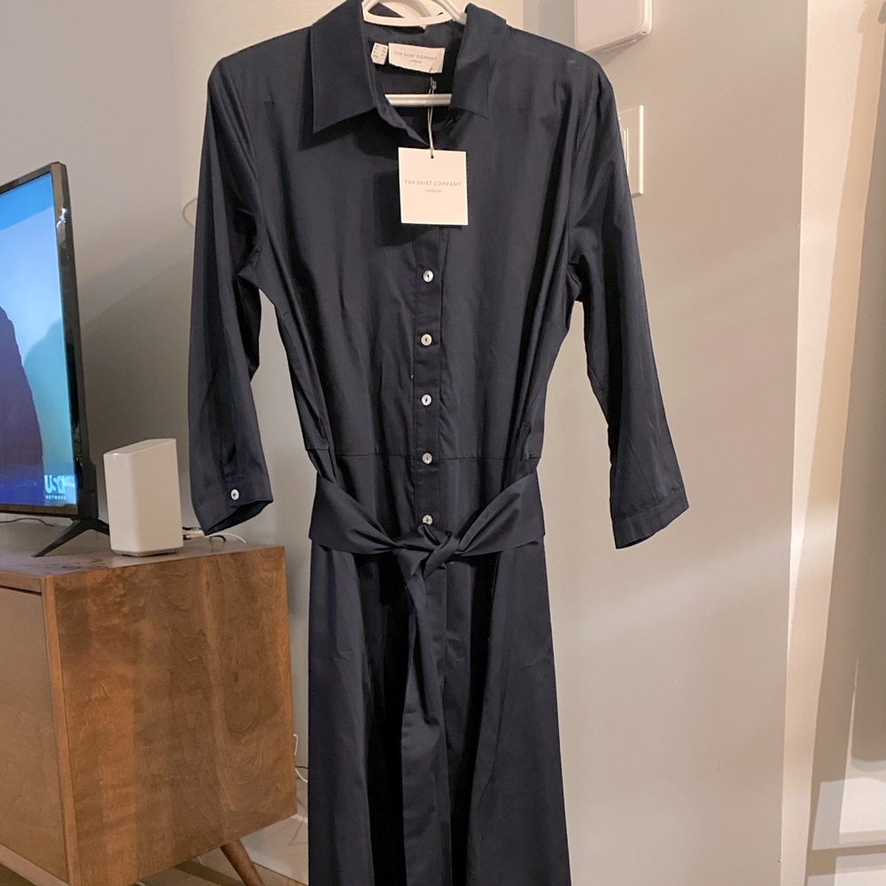Dark Gray Sheath Dress with Cuffed 3/4 Sleeves and Notched Collar for Work